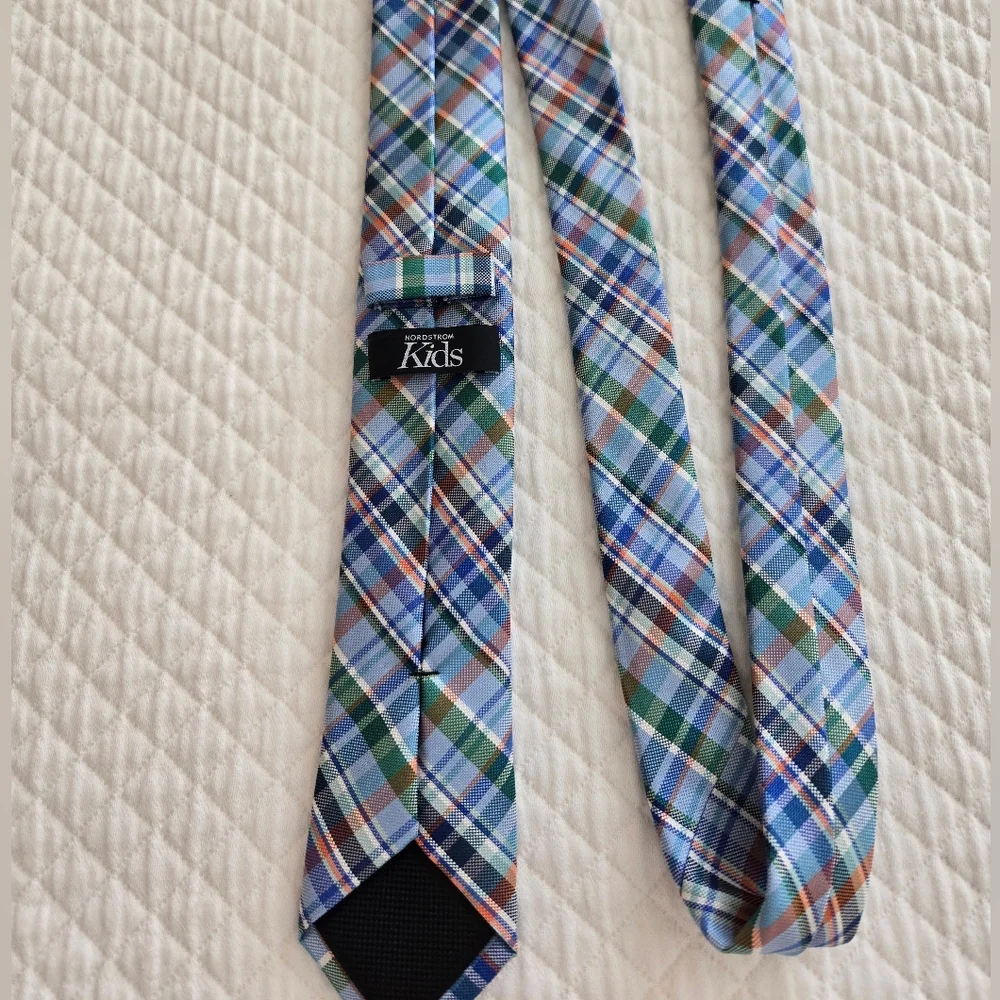 Nordstrom Boys Plaid Tie - Blue and Green